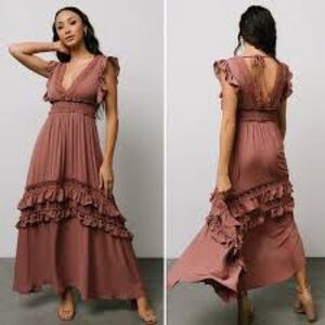 EUC Baltic Born Jasmine Ruffle Dress - dusty rose